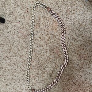 Rhinestone Cuban Link Necklace in gold and rose gold tone metal